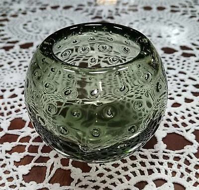 Buy Rare Sea Green Textured Paperweight Bowl. Poss Whitefriars Tea Light Candle • 5.99£