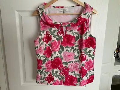 Buy Beautiful Laura Ashley Linen, Cotton Lined , Pink Roses Top 40” Bust Measurement • 12£