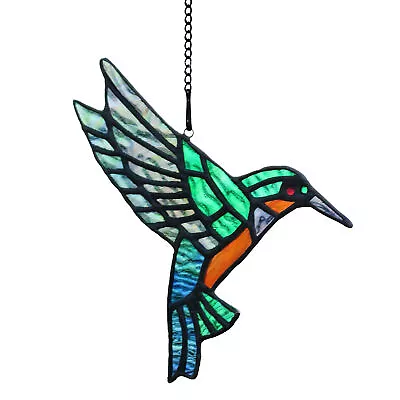 Buy 2 Pack Hummingbird Stained Glass Birds Window Hangings, Stained Glass Decoration • 10.75£