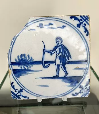 Buy Antique Delftware Biblical Tile, MOSES & Snake, Late 18th/ Early 19thC - Salvage • 95£