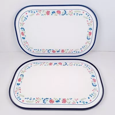 Buy BHS Priory Tableware Melamine Coated Serving Tea Tray Blue Floral Pattern X 2 • 24.49£