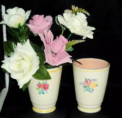 Buy 2 Lovely Vintage Retro Poole Pottery Hand Painted Floriana Rz Floral Posy Vase • 18.99£