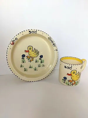 Buy Who Said Dinner Yellow Duck Baby's Plate And Mug Crown Ducal Ware • 70.02£