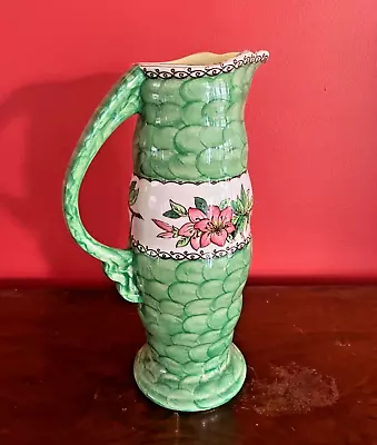 Buy Art Deco Maling Pottery Azalea Green Lustreware Vase / Jug - 27cm High • 26.99£