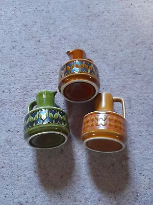 Buy  3 Vintage 1970's Hornsea Heirloom Green/brown/saffron Vinegar/Oil Jug (2 Lids)  • 19.99£