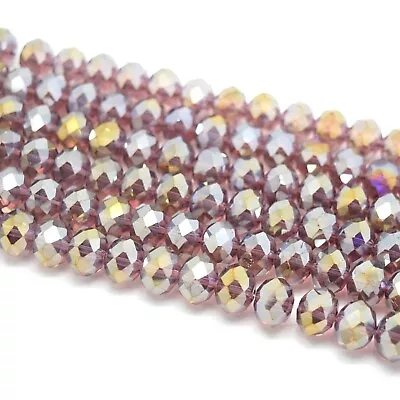 Buy Faceted Rondelle Crystal Glass Beads Lustre 4mm,6mm,8mm,10mm - Pick Colour • 3.15£