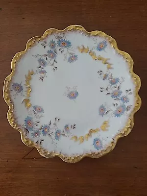 Buy Limoges Hand Painted Flowers Heavy Gold Blue And Pink 8  Plate CM Debose • 33.50£