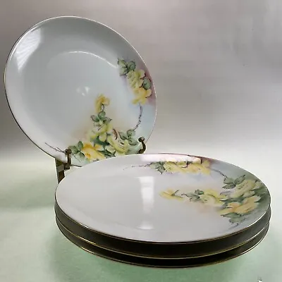 Buy Thomas Bavaria Hand Painted Yellow Roses Porcelain Plates W/History - Set Of 4 • 18.63£