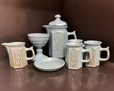 Buy Vintage Welsh Tyn Llan Pottery Coffee Pot, Sugar Bowl & Mugs • 47.50£