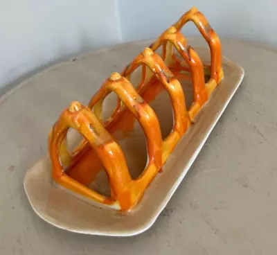 Buy Art Deco 1930's Shelley Harmony Orange Glaze Dripware Toast Rack • 19.99£