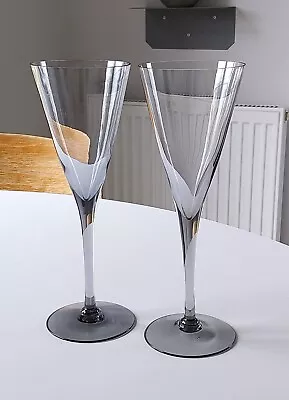 Buy Vintage Pair Large Wedgwood Wine Glasses Midnight Colour Frank Thrower  9 3/8  • 12.95£