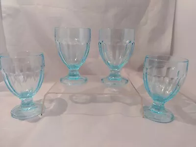 Buy Vintage Ice Blue Footed Glasses, Goblets, Ice Cream Cups, Made In Italy X 4 • 20.99£