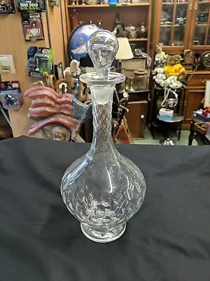 Buy  Antique Cut Glass Decanter Stars Design Hand Blow Stopper 23cm • 19.95£