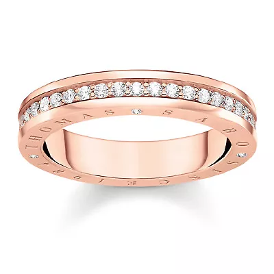 Buy Thomas Sabo Jewelry Ring With White Stones Pavé Rose Gold Coloured TR2254-416 • 112.44£