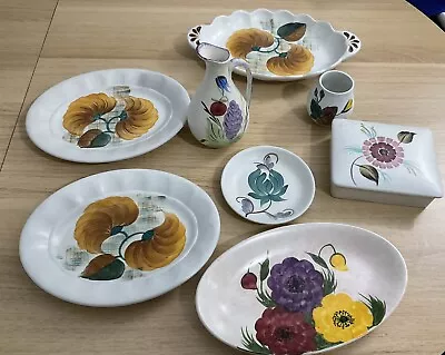 Buy Mid Century Radford Hand Painted Pottery Oval  Mixed Lot  8 Pieces E9 • 14.39£