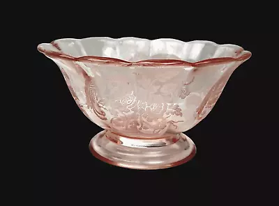 Buy Paden City Peacock Wild Rose Depression Glass Pink 8   Oval Footed Bowl Etched • 41.93£