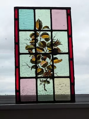 Buy Beautiful Decorative Victorian Stained Glass Window Panel Hand Painted Elements • 220£