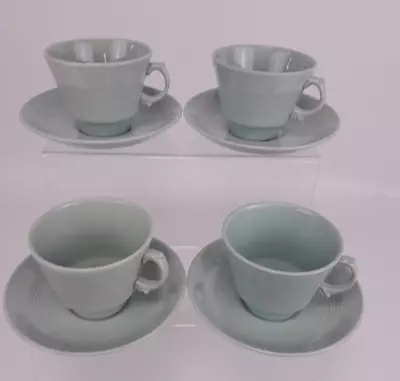 Buy Vintage Woods Ware Beryl Green Teacups Cups And Saucers X 4 Utility China • 15£