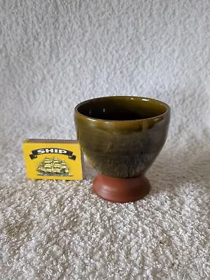 Buy Vintage Handmade Brown Drip  Two-tone Brown Pottery Goblet • 9.99£