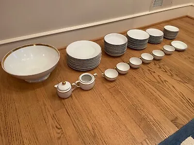 Buy Vintage Noritake China 62 Piece Set, White With Gold Trim • 255.35£