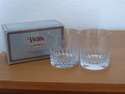 Buy 2 X VIENNA CUT LEAD CRYSTAL WHISKY GLASSES - NEW IN BOX • 8.99£