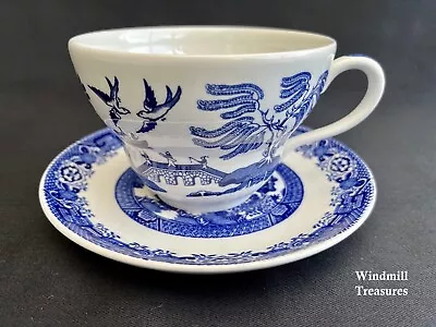 Buy Vintage Woods Ware Blue & White Willow Pattern Ex Large Cup & Saucer • 8.99£