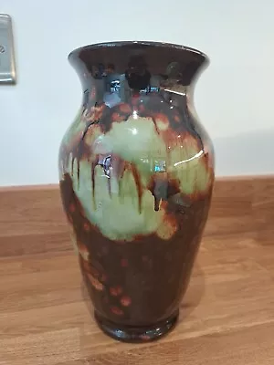 Buy Ewenny Pottery Vase Drip Glaze Mainly Brown & Green - 24cm High - Studio Pottery • 19.95£