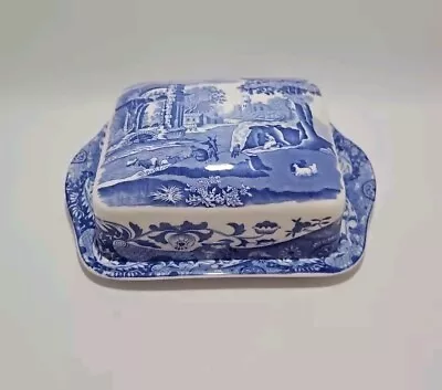 Buy Spode Blue Italian Butter Dish Covered Box Rectangle 18cm X 13cm • 35£