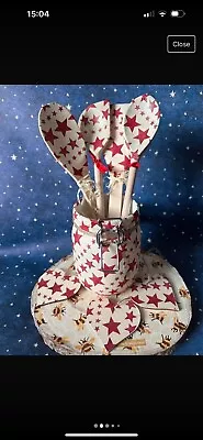 Buy Wooden Display Spoons & Glass Jar , Decoupaged In Emma Bridgewater Red Stars • 16£