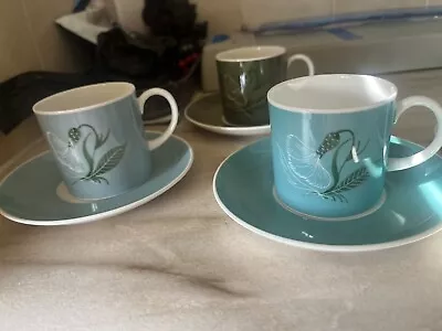 Buy Set Of 3 Vintage Susie Cooper Snowdrop China Coffee Tea Cups & Saucers Wedgwood • 18£