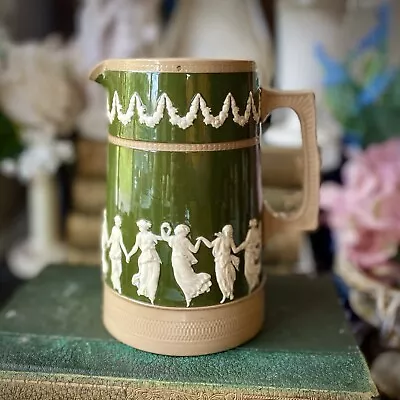 Buy COPELAND Late Spode Milk Jug/Pitcher Tall Neo Classical Sprig Green Jasperware • 44.99£