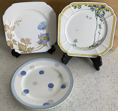 Buy 3 Vintage Shelley Side Plates, 2 Square, 1 Round, Inc Balloon Tree • 6£