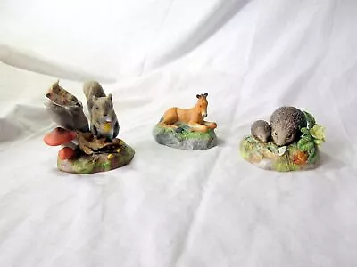 Buy 	3 Vintage Peter Barrett Franklin Porcelain Figures Squirrel Horse Hedgehog • 0.99£