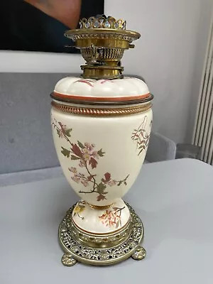 Buy Antique Royal Worcester Crown Pottery Oil Lamp With Hinks Burner • 250£
