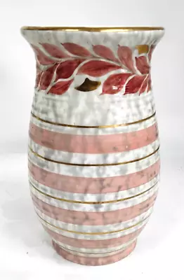 Buy CHARLOTTE RHEAD VASE FOR CROWN DUCAL 22 CM Pink Trailing Leaf Design - S10 • 36£