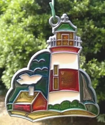 Buy  Vintage Sun-catcher - Stained Glass Lighthouse  - Window Hanging • 24£