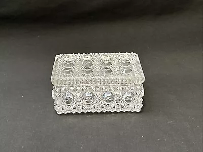 Buy Cut Glass Crystal Rectangular Dish With Lid Cut Trinket Dish • 18.64£