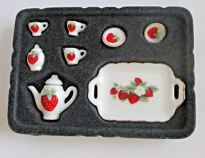 Buy Dolls House Miniature China TEA SET Strawberry Pattern NEW • 4.50£