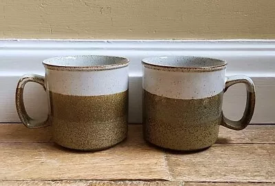 Buy Vintage Dunoon Ceramics Stoneware Mugs Ivory & Brown Drip Glaze Gradient Stripes • 19.99£