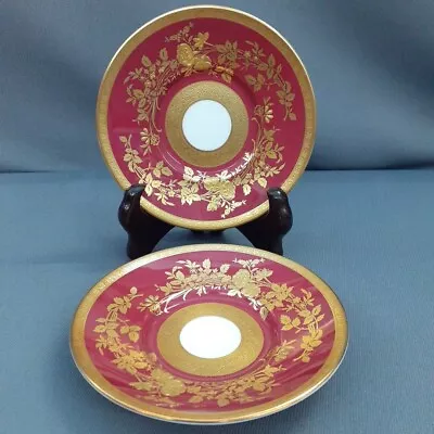 Buy Rare Minton Atholl Ruby 24ct Gold Gilt  H.5308 5 Inch  Replacement Saucers X 2  • 0.99£