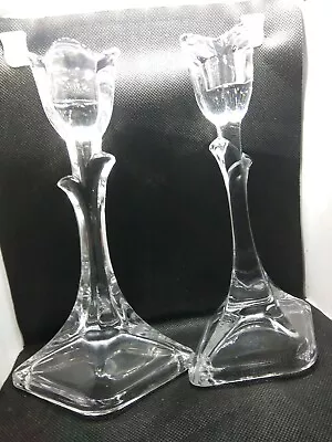 Buy Tuscany Tulip Candlesticks Lead Crystal Candle Holders Clear Vintage • 17.71£