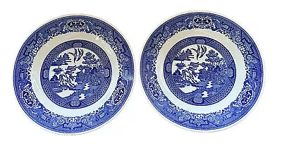 Buy Royal China Willow Ware Ironstone Plates Blue And White MCM 9” Lot Of 2 • 20.90£