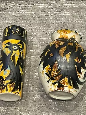 Buy Celtic Studio Art Pottery 1970s Newlyn Cornwall Phoenix Pattern Vases • 39.99£