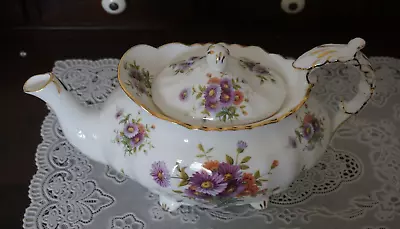 Buy VINTAGE Hammersley & Co. Purple Pink Asters Scalloped Teapot #4149, England • 128.84£