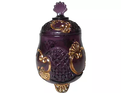 Buy Riverside Glass Royal Purple Amethyst Gold Gilt Croesus Sugar Bowl Antique • 59.64£