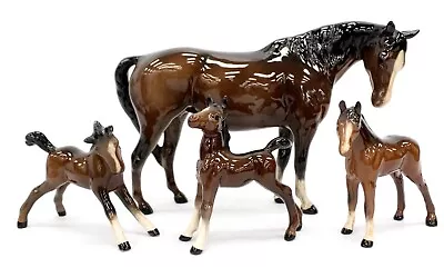 Buy Vtg BESWICK HORSE Figure 6  W/ 3x FOALS English Ceramic Equestrian Figurines B84 • 9.99£