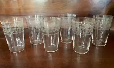 Buy 6 Antique Champagne Tumblers 5oz Greek Key Glasses • 20£