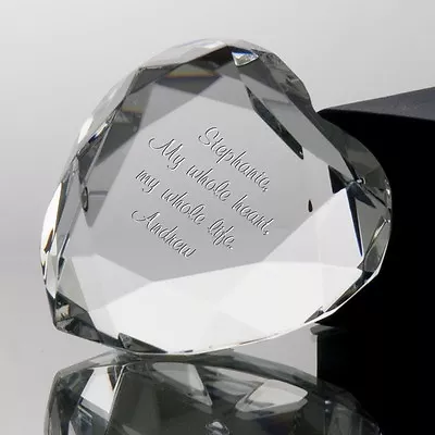 Buy Personalised Engraved Crystal Clear Heart Glass Paperweight Birthday Gift • 23.99£