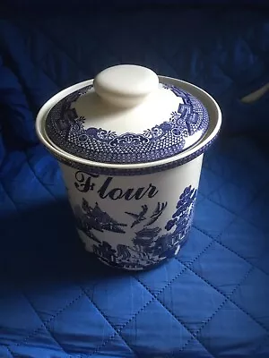 Buy Empire Ware Blue & White Willow Pattern Lidded Flour Storage Jar  7  Tall By 5  • 19.99£