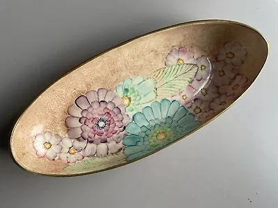 Buy Vintage Gray's Pottery Canoe Shaped Dish Hand Painted Floral Design Art Deco • 10£